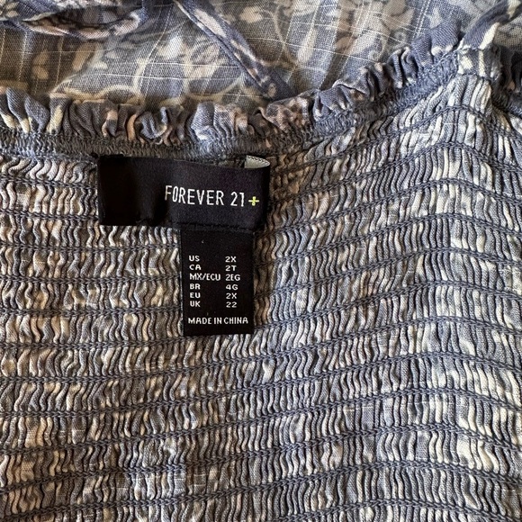 Forever 21+ Blue Floral Smocked Midi Dress Women’s 2X Coastal Cowgirl - Picture 3 of 4